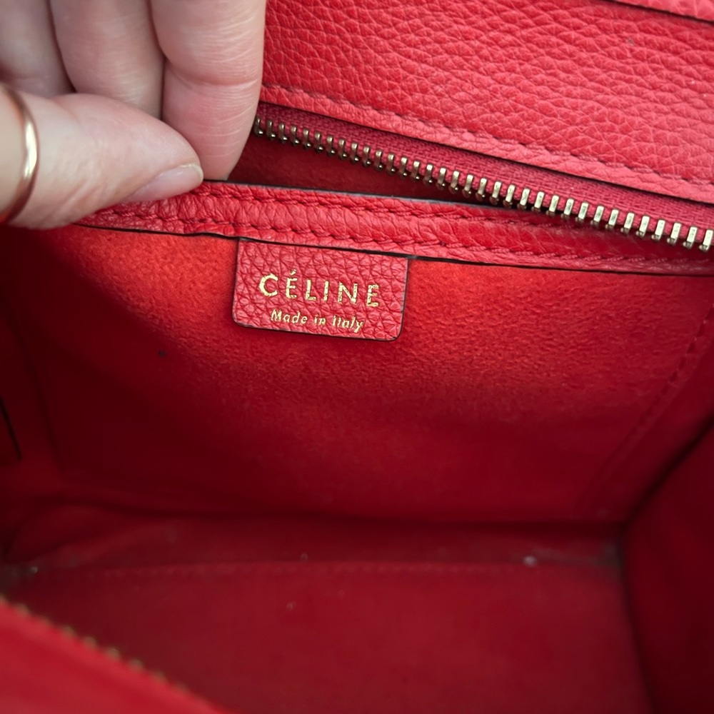 Authentic Celine Nano Luggage Red Bag Crossbody - Picture 8 of 15